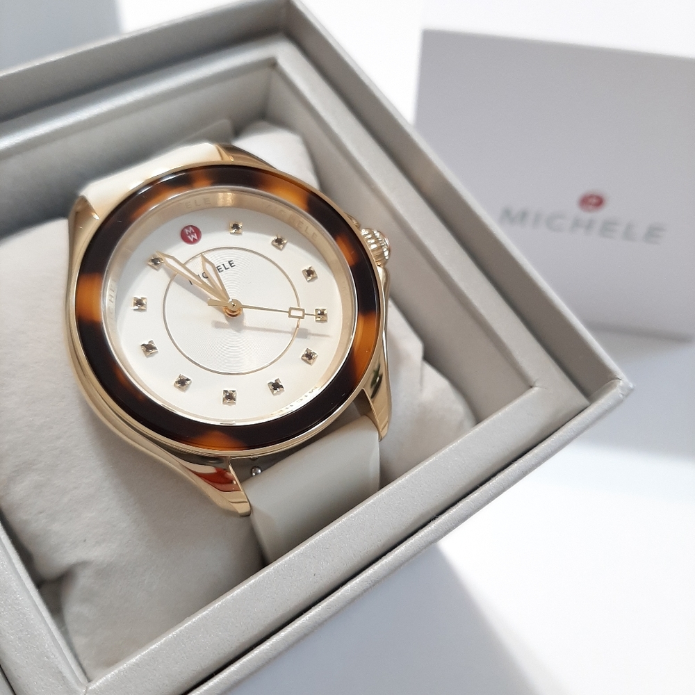 Nwt Ivory gold, tort Topaz dial watch